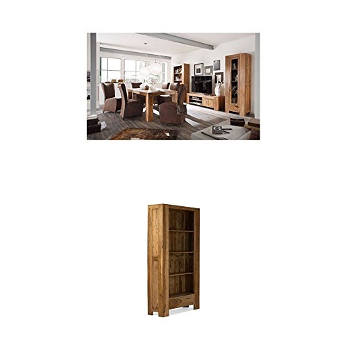 Massivum Stark Wohnwand, Holz, braun, 35 x 103 x 190 cm + Regal Stark 103x190x35 cm Palisander braun gewachst