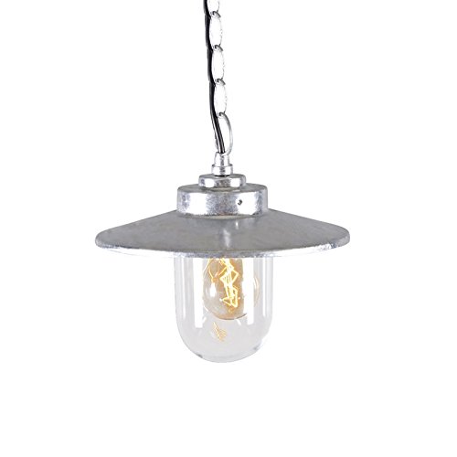 QAZQA Modern Pendelleuchte / Pendellampe / Hängelampe / Lampe / Leuchte Aachen Zink / Außenbeleuchtung / Küche Glas / / Rund LED geeignet E27 Max. 1 x 60 Watt