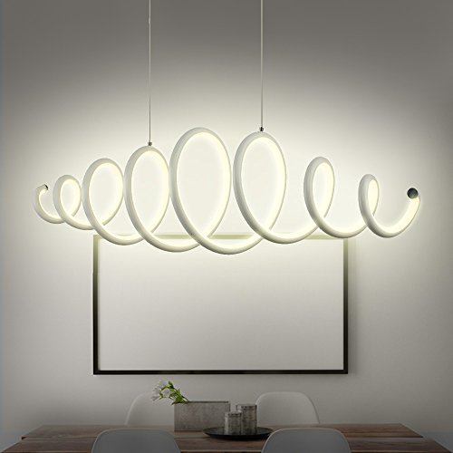 N3 Lighting Moderne Design LED Pendelleuchte Esszimmer, Pendellampe, Hängelampe, Esstischleuchte, Dimmbar, höhenverstellbar, Metall Warmweiß, 56W, 88 x 22.3 x 140 cm