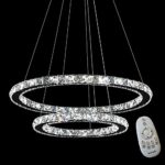 48W LED Kristall Design Hängelampe Deckenlampe Pendelleuchte Kreative Kronleuchter Zwei Ringe Dimmbar Lüster (48W Dimmbar)