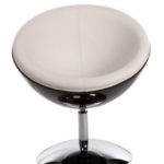 Casa Padrino Designer Drehsessel, Schwarz-Hochglanz/Weiß Lounge Sessel - Moderner Stuhl