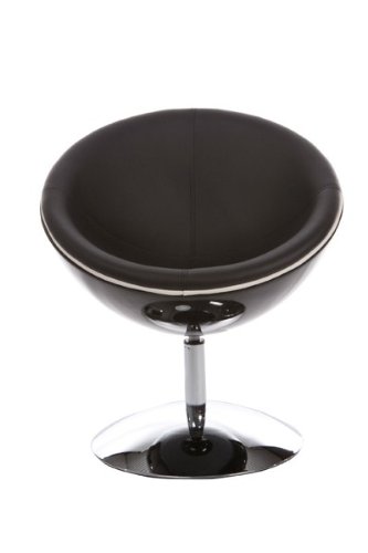 Casa Padrino Designer Drehsessel, Schwarz-Hochglanz/Schwarz Lounge Sessel - Moderner Stuhl