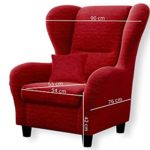 Ohrensessel rot, Breite: 90 cm, Stoff | Relaxsessel | Fernsehsessel | Schlafsessel | Lesesessel | Ruhesessel