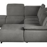 Cavadore Wohnlandschaft Tabagos / U-Form mit Ottomane links / XXL Couch mit Sitztiefenverstellung / Kopfteilverstellung / 364 x 85-96 x 248 (B x H x T) / Farbe: Fango (grau)