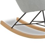 Designer Schaukel-Stuhl aus Stoff mit Armlehnen grau | Rocha |Gemütlicher Lounge-Sessel im Retro-Design | Grauer Schaukel-Sessel Rocking-Chair ausgefallene Form | Moderner Fernseh-Sessel zum Wippen