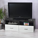 Melko® Fernsehtisch Fernsehschrank Sideboard TV-Board, Schwarz / Weiß, 95 x 35 cm