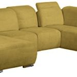 Cavadore Wohnlandschaft Tabagos / U-Form mit Ottomane rechts / XXL Sofa mit Sitztiefenverstellung / Kopfteilverstellung / 364 x 85-96 x 248 (B x H x T) / Farbe: Curry (gelb)
