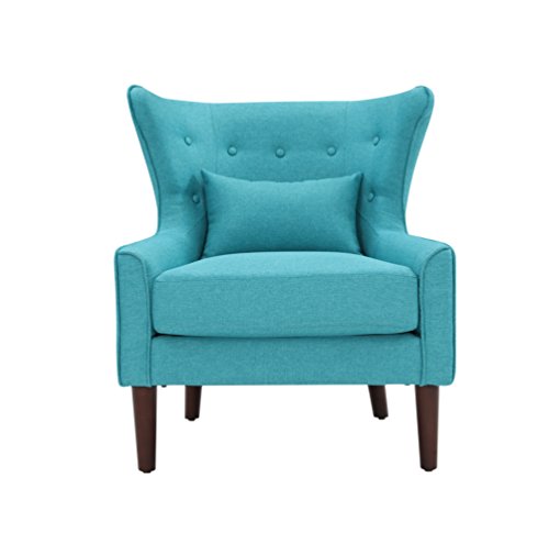 SalesFever® Ohrensessel, Sessel mit Armlehnen, Polstersessel in Blau, pflegeleichte Oberfläche, Füße aus massivem Holz, Polsterbezug aus Polyester, 78x82x89cm