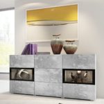 Selsey Baros - Sideboard/Kommode in Betonoptik mit LED RGB und Farbwechselfunktion 132 cm