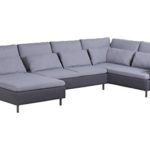 Cavadore Wohnlandschaft Scrubbles, U-Couch im Material-Mix, 328 x 73 x 196 cm (BxHxT), Hellgrau, grau