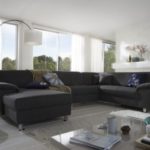 Dreams4Home Polsterecke Laguna Sofa Wohnlandschaft Couch U-Form Schlaffunktion grau strukturiert, Ausfühung Anschlag:Mit Schlaffunktion - Ottomane rechts