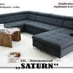 ARBD Wohnlandschaft SATURN XXL-Sofa, hell-grau, U-Form mit Schlaffunktion und Bettkasten (Bettkasten rechts (OTM-2F- BK/rec))