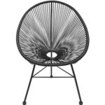 Retro Lounge Sessel Acapulco Mexiko Design Indoor & Outdoor Rahmen & Füße Pulverbeschichtet; Farbe Schwarz