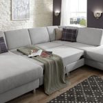 Federkern Couch "Winstono" / Polsterecke mit Schlaffunktion, Stauraum und Relaxfunktion / Longchair links / Pflegeleichter Bezugsstoff in hellgrau / 317 x 220 x 88 (L x B x H)