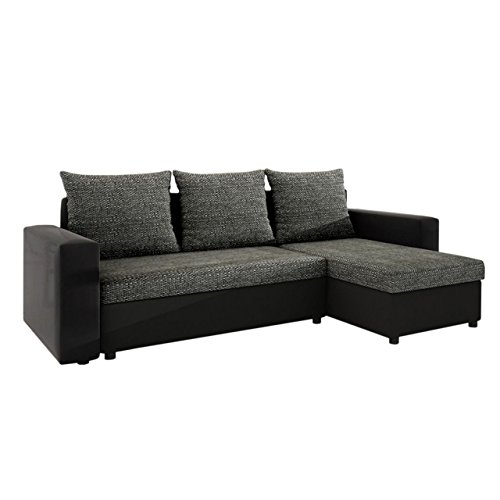Ecksofa Top Lux! Sofa Eckcouch Couch! mit Schlaffunktion und zwei Bettkasten! Ottomane Universal, L-Form Couch Schlafsofa Bettsofa Farbauswahl (Soft 011 + Lawa 06)