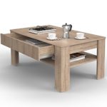 VICCO Couchtisch mit Schublade Eiche Sonoma 110 x 65 cm Wohnzimmertisch Beistelltisch Kaffeetisch Holztisch