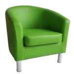Moderner Tub Stuhl Sessel Kunstleder mit Chrom Beinen Home Esstisch Wohnzimmer Lounge Office Empfang grün