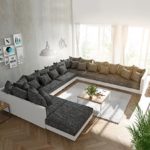 Couch Clovis modular - Ecksofa, Sofa, Wohnlandschaft & Modulsofa (Schwarz/Weiss, Sofa XXL Rechts mit Hocker)