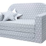 LULANDO Classic Kindersofa Kindercouch Kindersessel Sofa Bettfunktion Kindermöbel zum Schlafen und Spielen, Farbe: Sternchen Grau
