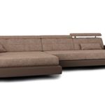Eckcouch L-Form braun Stoffsofa Couch Leder Wohnlandschaft modern Ecksofa Designersofa mit LED-Licht Beleuchtung IMOLA III