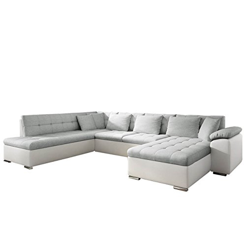 Mirjan24  Eckcouch Ecksofa Niko Bis! Design Sofa Couch! mit Schlaffunktion und Bettkasten! U-Sofa Große Farbauswahl! Wohnlandschaft vom Hersteller (Ecksofa Rechts, Soft 017 + Bahama 31)