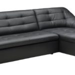 Cavadore Ecksofa Lucas / Kunstleder-Couch mit Steppung und Schlaffunktion / Longchair rechts / 287 x 81 x 165 (BxHxT) / Kunstleder schwarz
