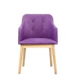 SalesFever® Armlehnstuhl Ando Lila-Violett, Esszimmer-Stuhl mit Stoffbezug modern gepolstert, massive Holzfüße Eiche, Wohnzimmer-Stuhl Sessel mit Armlehnen