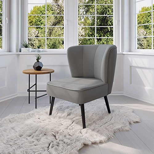 myHomery Venlo Lounge Sessel gepolstert - Polsterstuhl für Esszimmer & Wohnzimmer - Vintagesessel ohne Armlehnen - Eleganter Retro Stuhl aus Stoff - Grau
