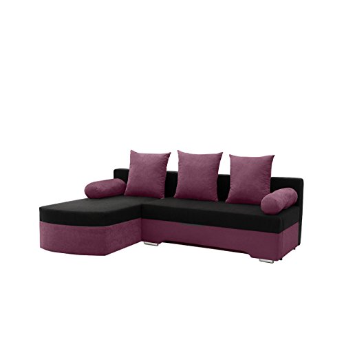 Ecksofa Smart! Sofa Eckcouch Couch! mit Schlaffunktion und Bettkasten! Ottomane Universal, L-Form Couch Schlafsofa Bettsofa Farbauswahl (Alova 23 + Alova 04)