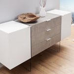 Design Sideboard ONYX weiß Beton-Optik 160cm Anrichte Board Schrank Kommode Wohnzimmerschrank