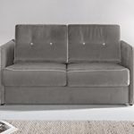 Schlafsofa Merina Grau Blau Weiß Mikrofaser Stoff Sofa Couch Schlafcouch mit Federkern Bettfunktion (Grau)
