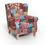 moebel-eins WILLY Ohrensessel Wing-Chair Sessel Polstersessel Wohnzimmersessel Relaxsessel/Patchwork Bunt