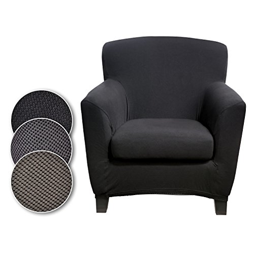 Bellboni Couchhusse für Einsitzer Couchsessel oder Loungesessel, Sofabezug, bi-elastische Stretchhusse, Spannbezug für viele gängige Einer Sessel, schwarz