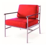 VARILANDO moderner Tiefsitzer-Sessel "Karl" aus polyester-beschichtetem Metall Armlehnen-Sessel