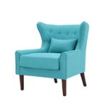 SalesFever® Ohrensessel, Sessel mit Armlehnen, Polstersessel in Blau, pflegeleichte Oberfläche, Füße aus massivem Holz, Polsterbezug aus Polyester, 78x82x89cm