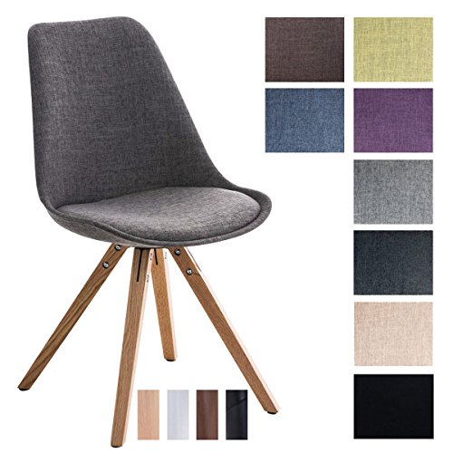 CLP Design Retro-Stuhl PEGLEG SQUARE mit Stoffbezug | Gepolsterter Schalenstuhl mit Holzbeinen und einer Sitzhöhe von: 46 cm | In verschiedenen Farben erhältlich