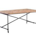 CLP Esstisch AGNI aus massivem Mangoholz/Holztisch mit robustem Metallgestell und Laufrollen/Esszimmer-Tisch im Industrial-Look Braun