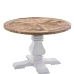 CLP Esszimmertisch GAJUS aus Holz | Handgefertigter Holztisch im Landhausstil | Runder Tisch mit weißem Untergestell | In verschiedenen Größen erhältlich