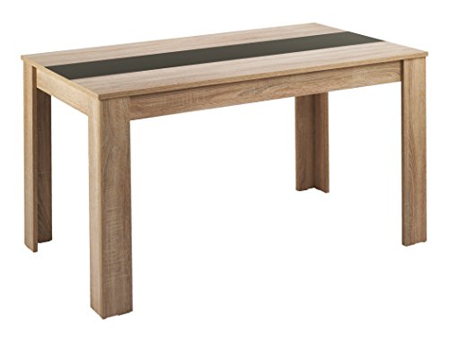 Cavadore Tisch Nico/Moderner Esstisch mit Melaminplatte in Schwarz-Weiß/Melamin Sonoma Eiche