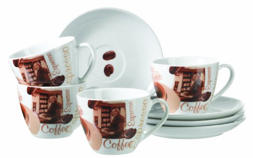 Domestic by Mäser Serie Latte Macchiato, passendes Kaffeedekor auf robustem Porzellan
