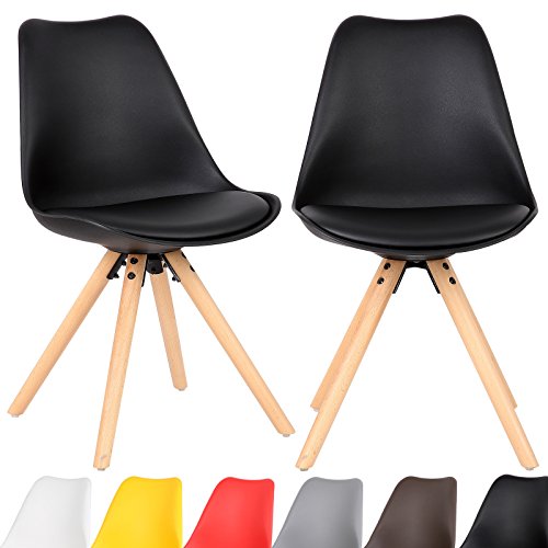 EUGAD 2er Set Esszimmerstühle mit Holzgestell gepolsterte Sitzfläche aus Kunstleder, Design Stuhl Küchenstuhl,#620