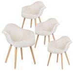 EUGAD 4er Set Esszimmerstühle Küchenstuhl Dick gepolsterte Sitzfläche aus Leinen Design Stuhl mit Arm- und Rücklehne