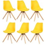EUGAD 6er Set Esszimmerstühle Küchenstuhl Dick gepolsterte Sitzfläche aus Kunstleder Design Stuhl