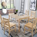 FineBuy Esszimmer-Set EMILIO 7 teilig Kiefer-Holz Landhaus-Stil 120 x 73 x 70 cm | Natur Essgruppe 1 Tisch 6 Stühle | Tischgruppe Esstischset 6 Personen | Esszimmergarnitur massiv