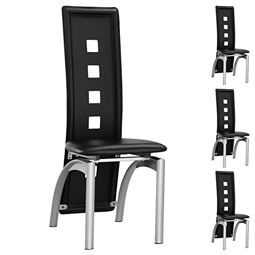 IDIMEX 4er Set Esszimmerstuhl MONICA Essgruppe Küchenstuhl Stühle Esszimmer, schwarz