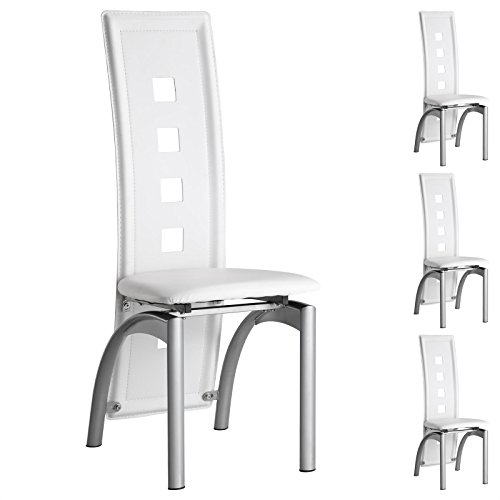 IDIMEX 4er Set Esszimmerstuhl Monica Essgruppe Küchenstuhl Stühle Esszimmer, Weiß