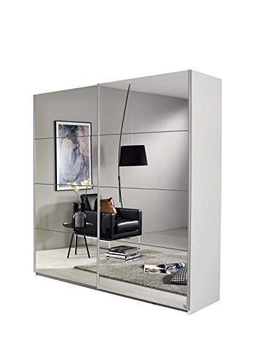 Rauch Schwebetürenschrank-Kleiderschrank mit Spiegelfront, Korpus Weiß Alpin, 2 türig, BxHxT 136x197x61 cm