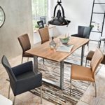 SAM® Stilvoller Esszimmertisch Ida aus Akazie-Holz, Baumkantentisch mit lackierten Beinen aus Roheisen, naturbelassene Optik mit einer Baumkanten-Tischplatte