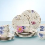 Villeroy & Boch Mariefleur Gris Basic Kaffee Set/Elegantes Geschirr aus Porzellan mit Blumenmuster/18 teilig für 6 Personen