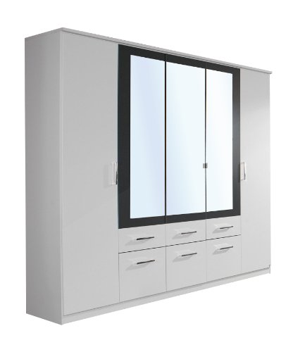 rauch Kleiderschrank Burano mit Spiegel, weiß/grau-metallic
